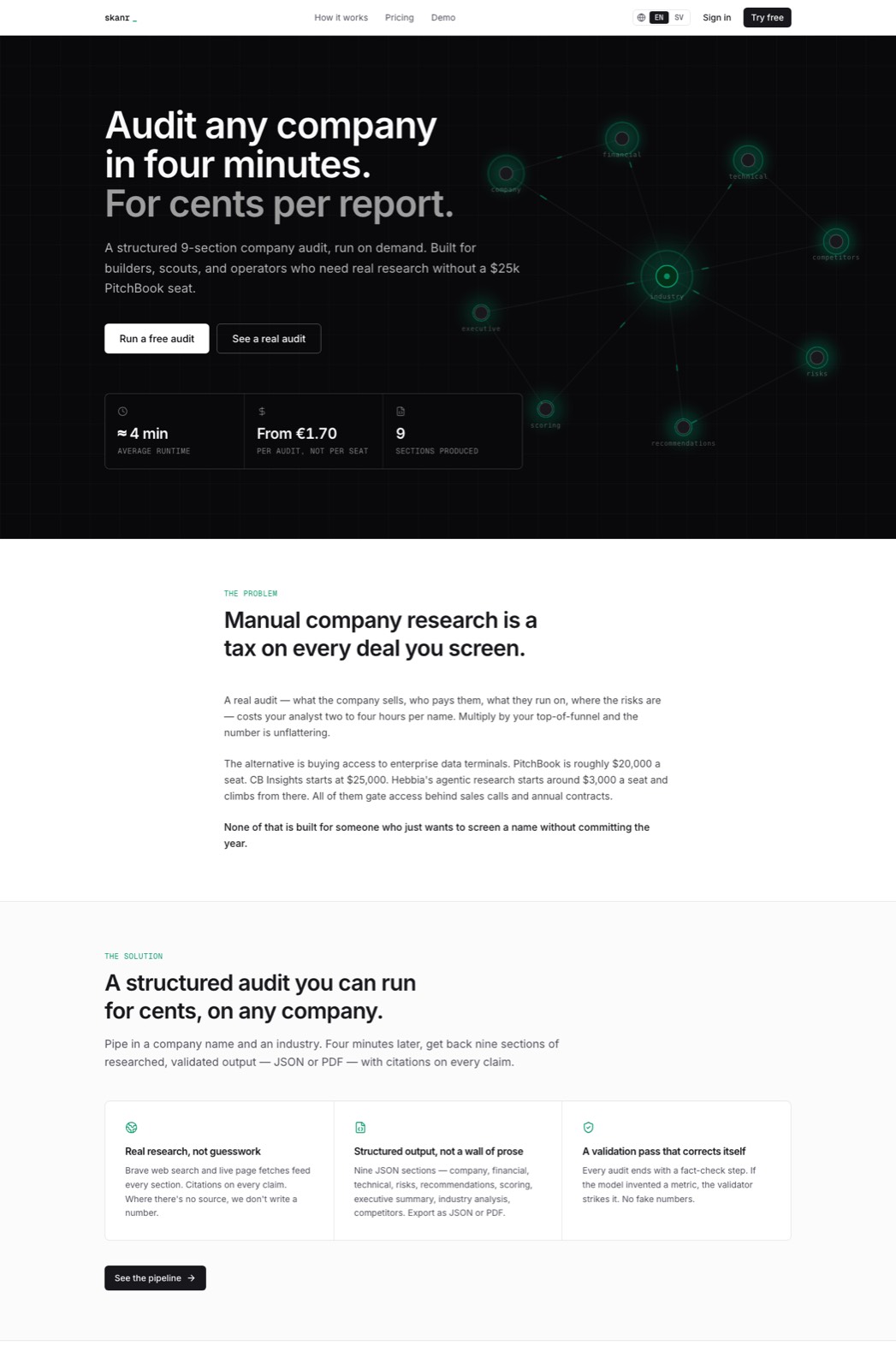 Skanr landing page